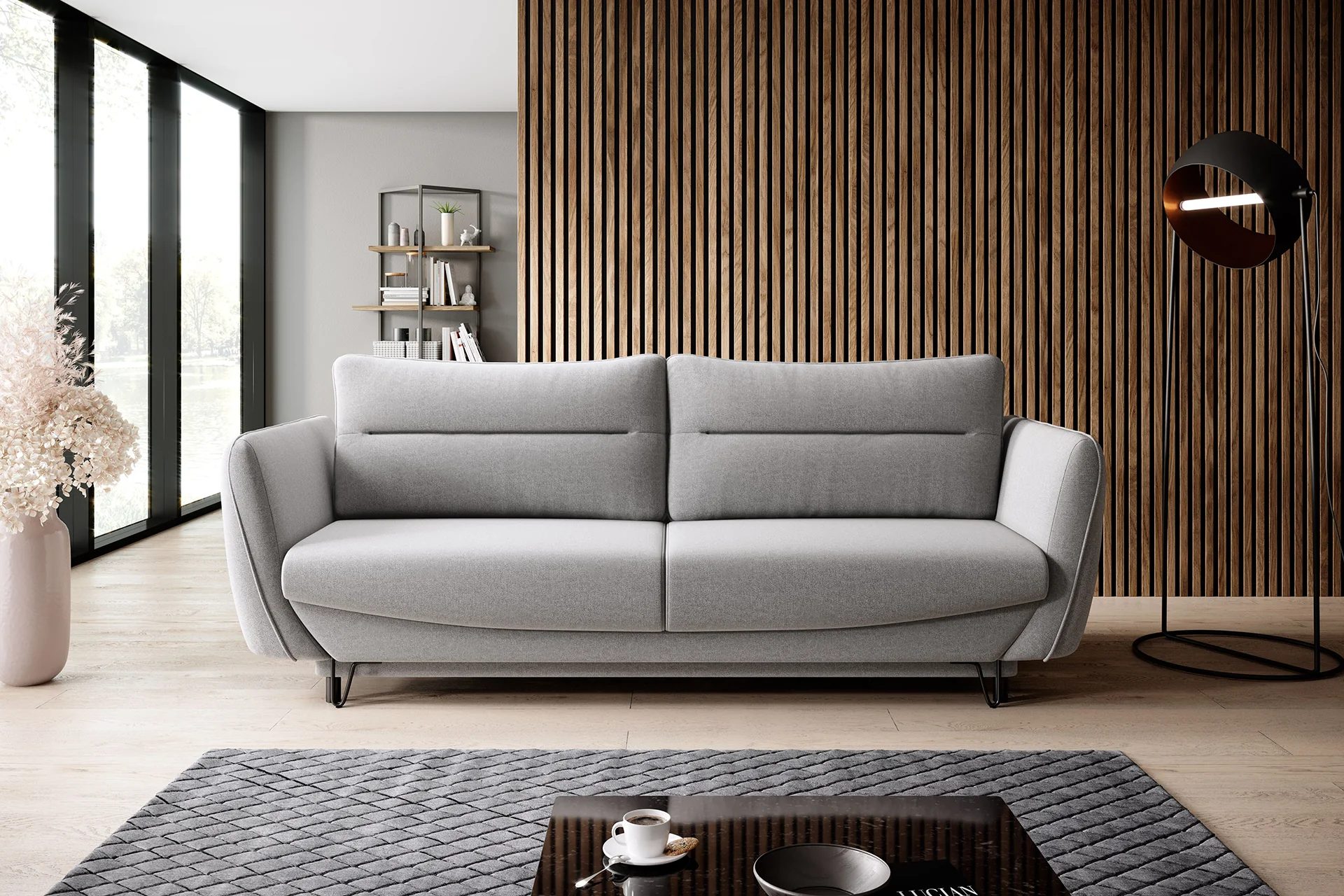 pilka sofa-lova