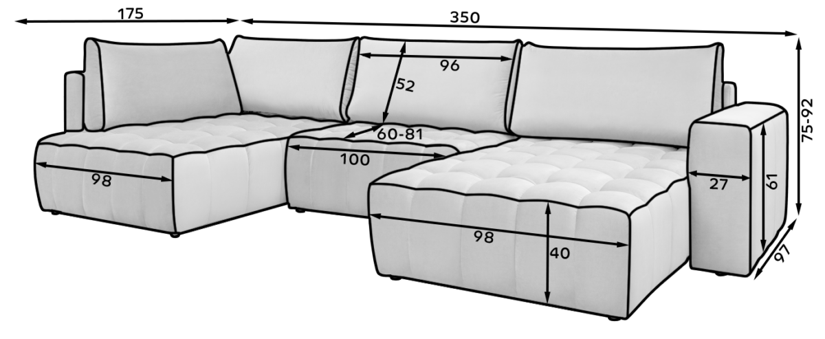 CO-BON-LT-03NU_main - Ilgis:350cm, Plotis:175cm, Aukštis:92cm - Image 3