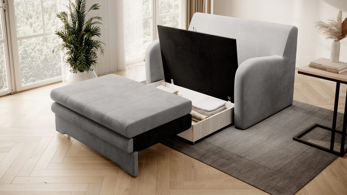 Fotelis su miegama dalimi ELT 1 Gylis 103 cm Plotis 130 cm Aukštis:85cm SPALVŲ PASIRINKIMAS - Image 4