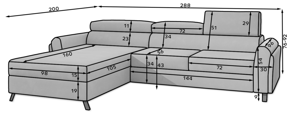 Mari_01_main - Ilgis:288cm, Plotis:200cm, Aukštis:92cm - Image 10