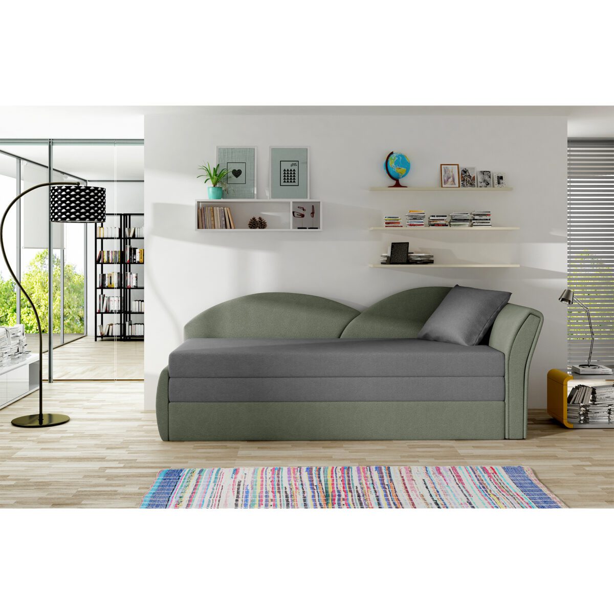 Sofa-lova ELT 1-Tachta Ilgis 218 cm Plotis 88 cm Išmatavimų, spalvų pasirinkimas ir pusės pasirinkimas - Image 2