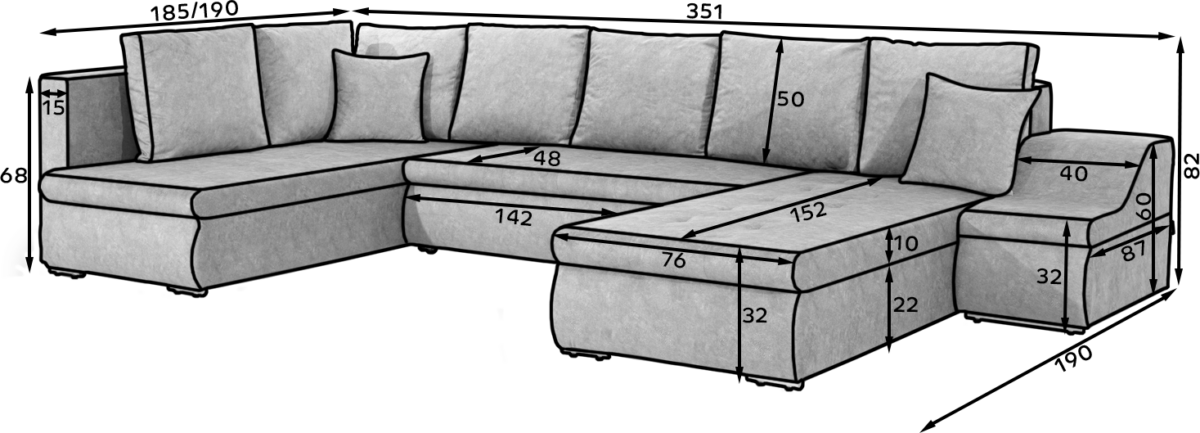 GI01_main - Ilgis:351cm, Plotis:190cm, Aukštis:82cm - Image 2