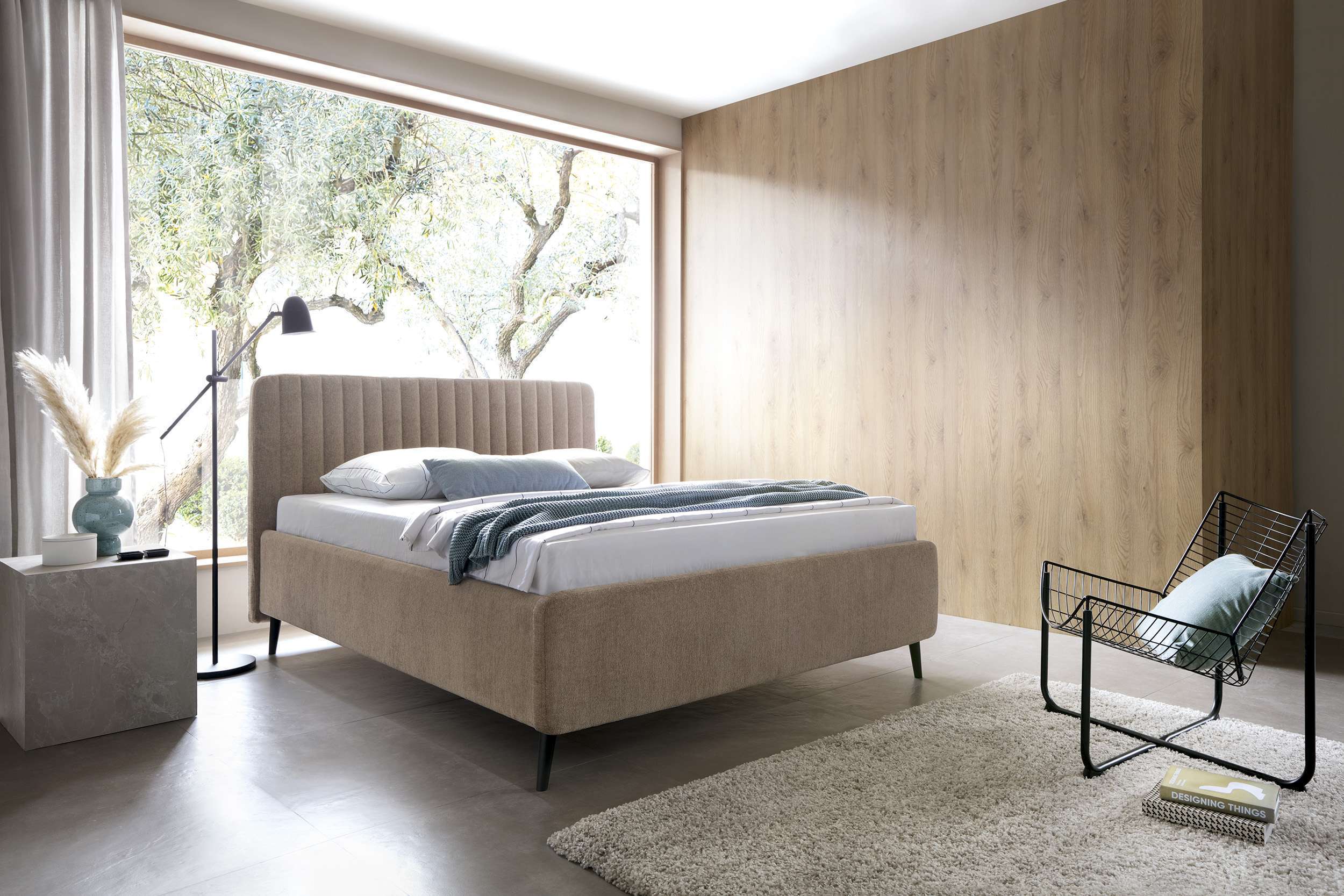 EVO-160-B-1 Lova be čiužinio, Vienas galvūgalis 2 stiliai, apsuk ir pakeisk. MB2 Ilgis 220 cm, Plotis:152 cm, Miegamoji dalis 160 × 200 cm - Image 1