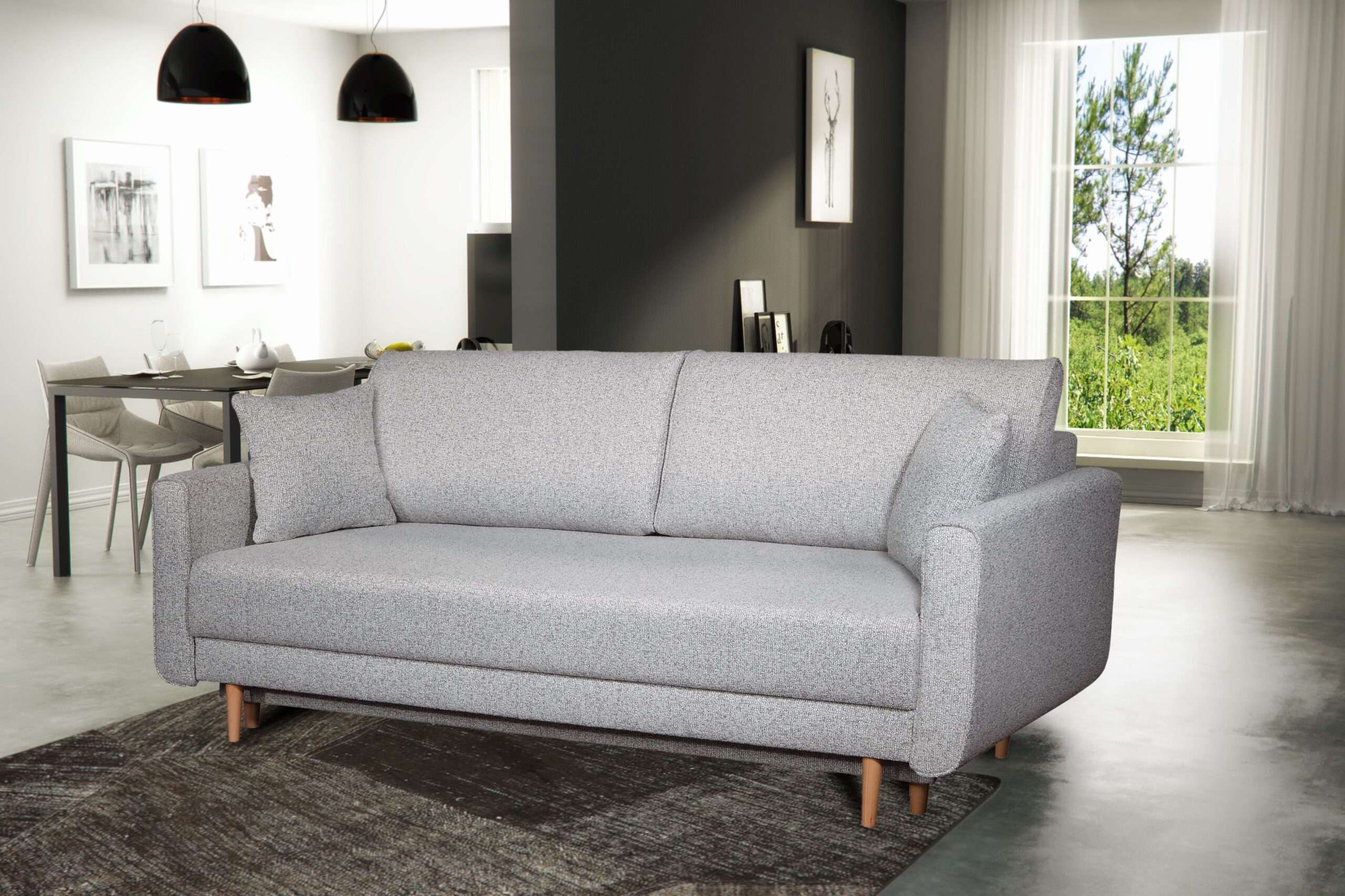 KANSAS-aranzacja-scaled Sofa-lova MB 28 Ilgis 215 cm. Plotis 100 cm. Miegamosios dalies ilgis 190 cm Plotis 145 cm. spalvų pasirinkimas - Image 1