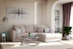 Kreminė miegamoji sofa-lova