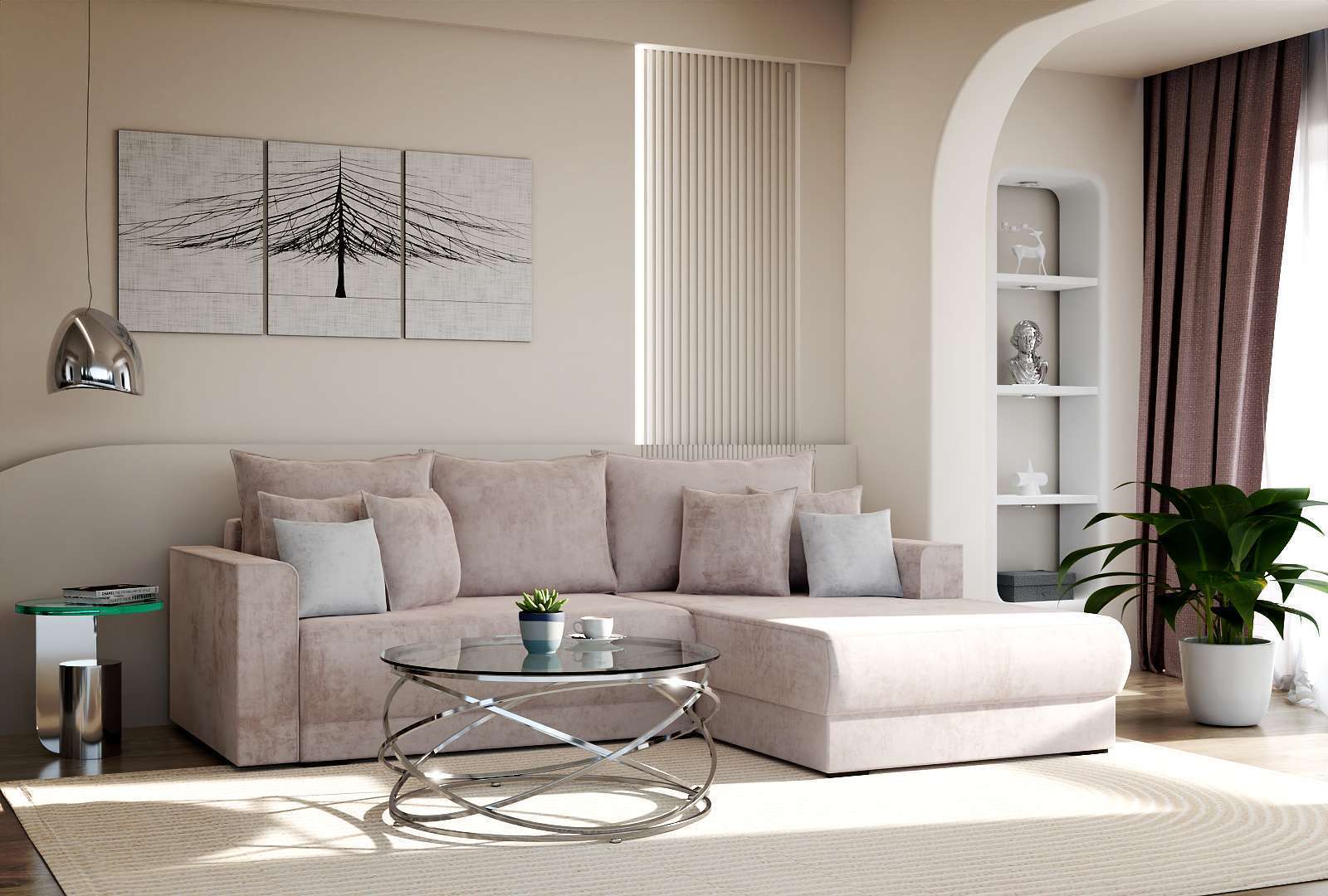 Kreminė miegamoji sofa-lova