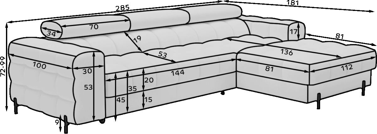 CO-FE-RT-01AMO_main - Ilgis:285cm, Plotis:181cm, Aukštis:93cm - Image 12