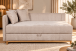 Sofa-lova MB 4. Tachta. Ilgis 210 cm. Plotis 110 cm. Aukštis: 90 cm Miegamosios dalies ilgis 200 cm Plotis 100 cm. spalvų pasirinkimas - Image 4