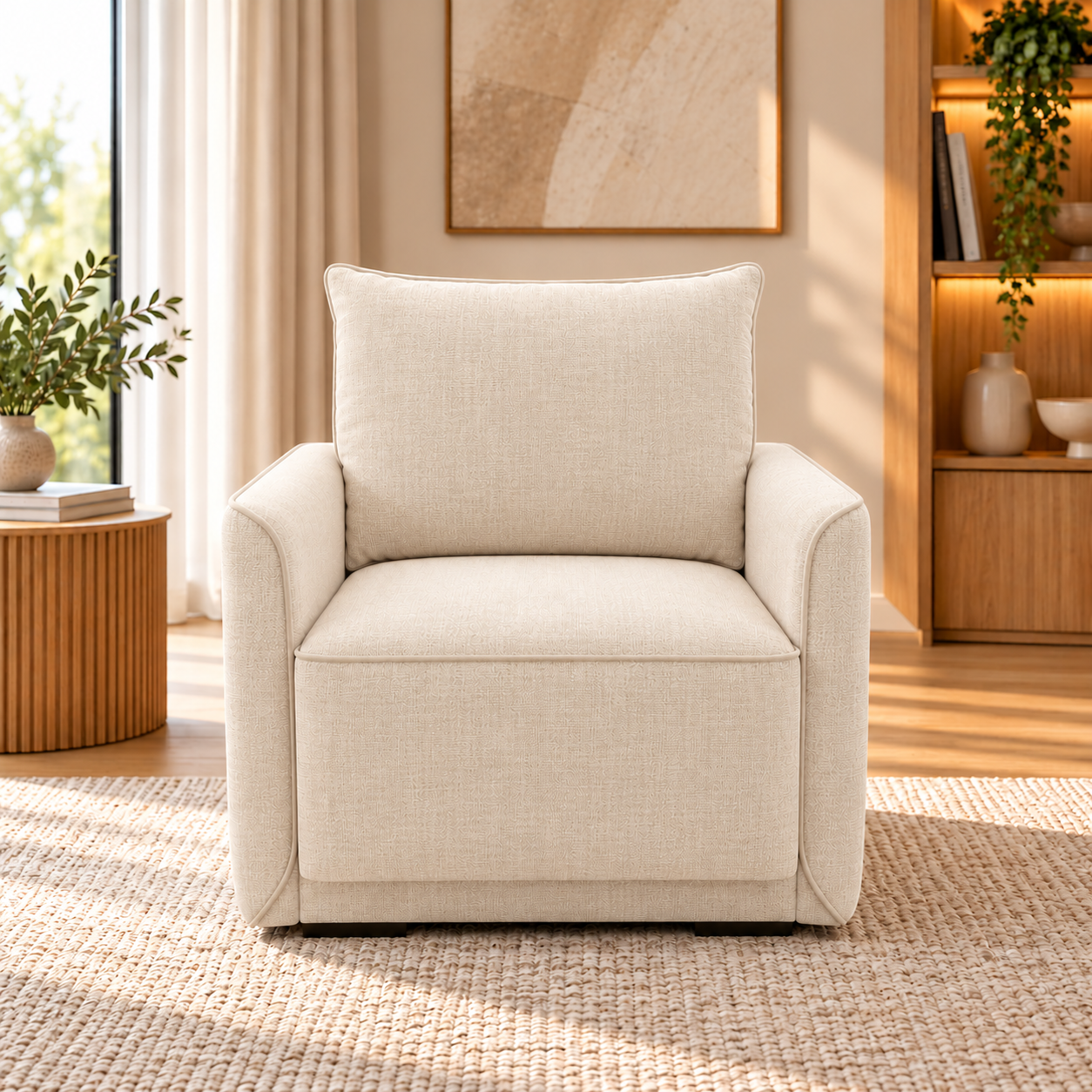Jaukus minimalistinis fotelis skandinaviškame interjere Fotelis MB4 Aukštis 100 cm Plotis 86 cm Gylis 94 cm Spalvų pasirinkimas - Image 1
