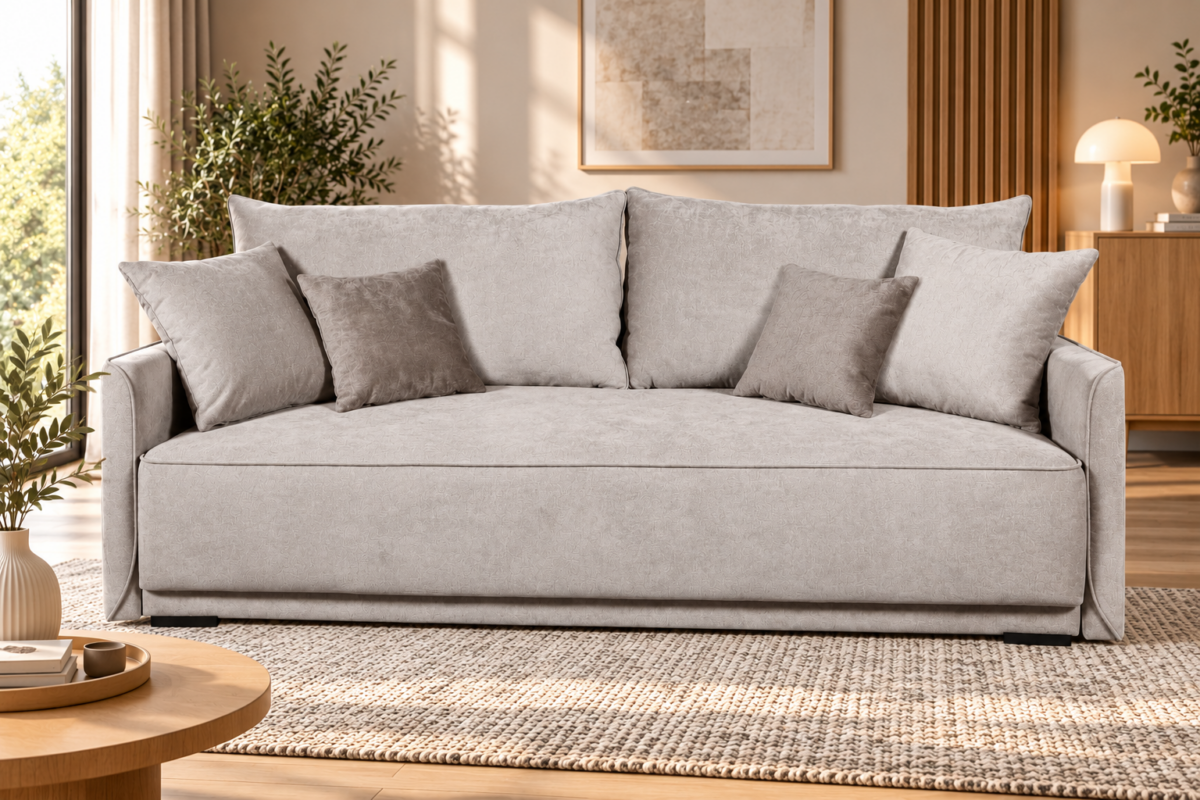 Sofa-lova MB 1.  Ilgis 220 cm. Plotis 120 cm.  Miegamosios dalies ilgis 200 cm Plotis 165 cm. spalvų pasirinkimas - Image 4
